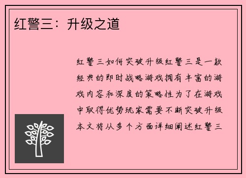 红警三:升级之道